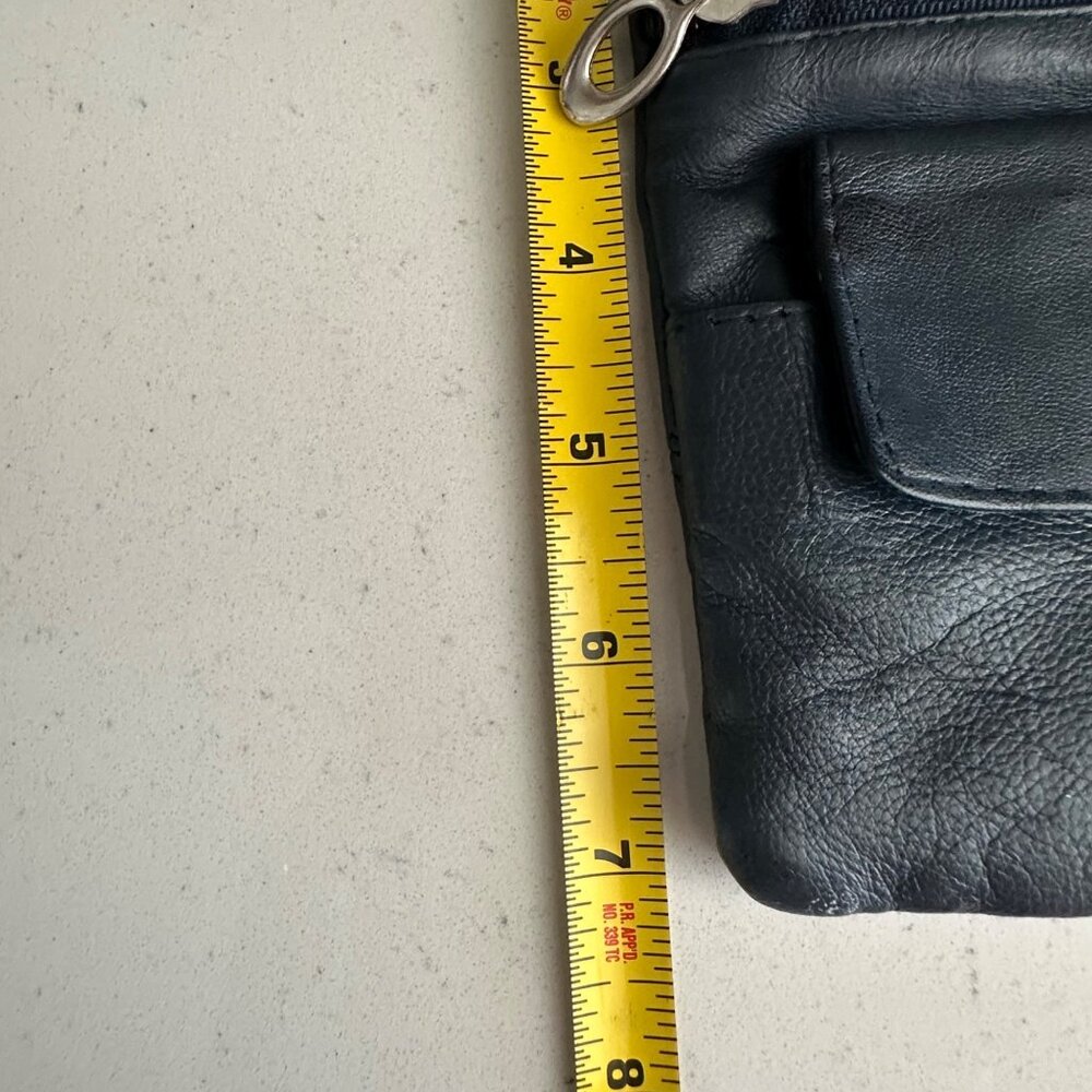Genuine Leather Crossbody Bag With Multi Zipper Pockets & Adjustable Strap - Mad - Picture 6 of 8